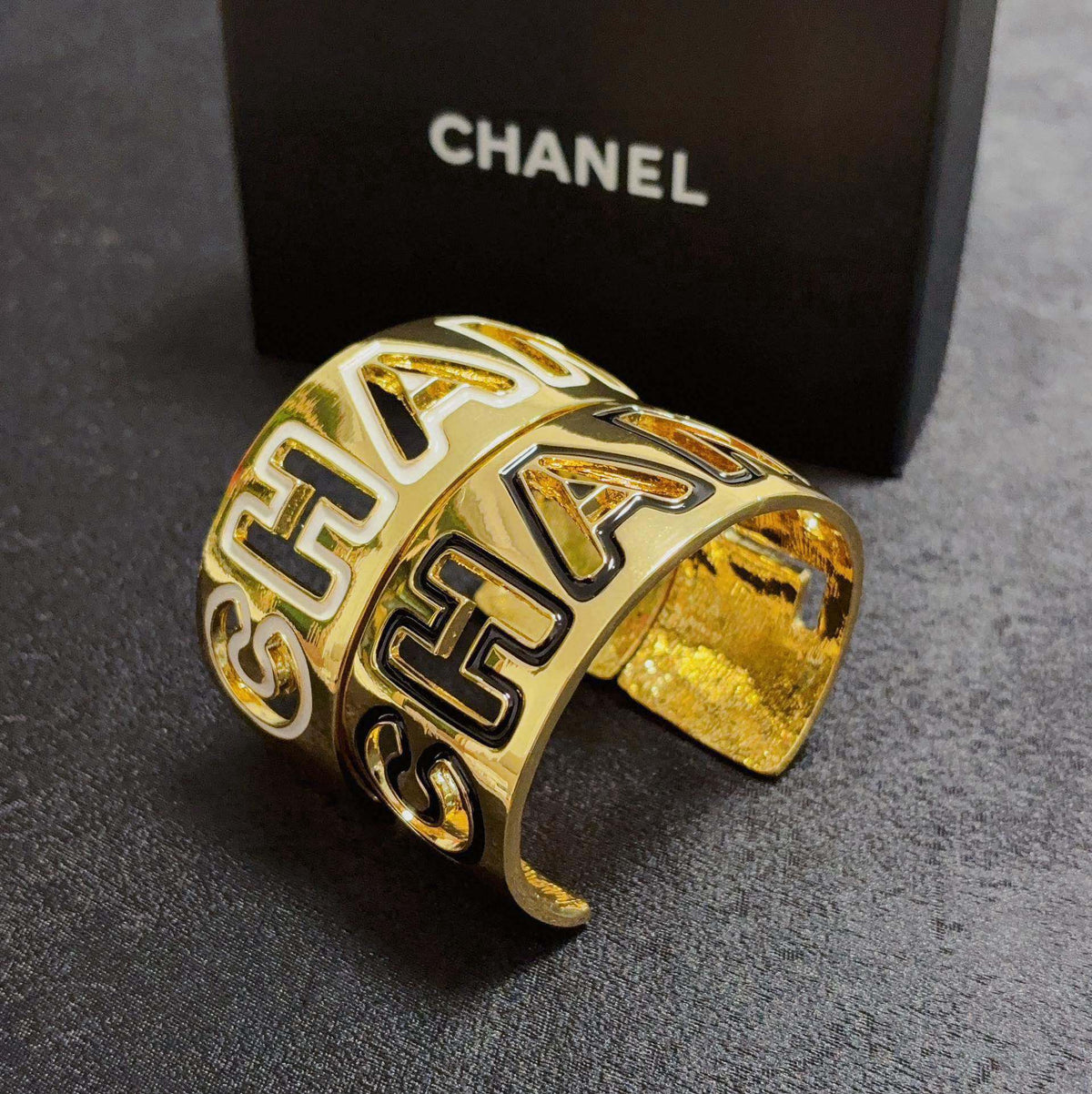 black and white hollow Bangle for women - alternate angle view 6