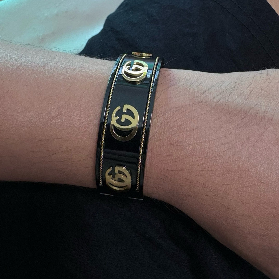 black double g Bangle for unisex couple - product detail view
