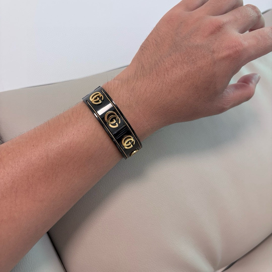 black double g Bangle for unisex couple - alternate angle view 2
