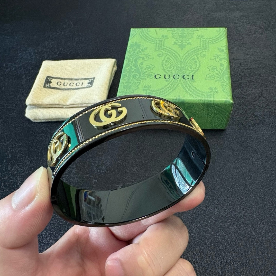 black double g Bangle for unisex couple - alternate angle view 8