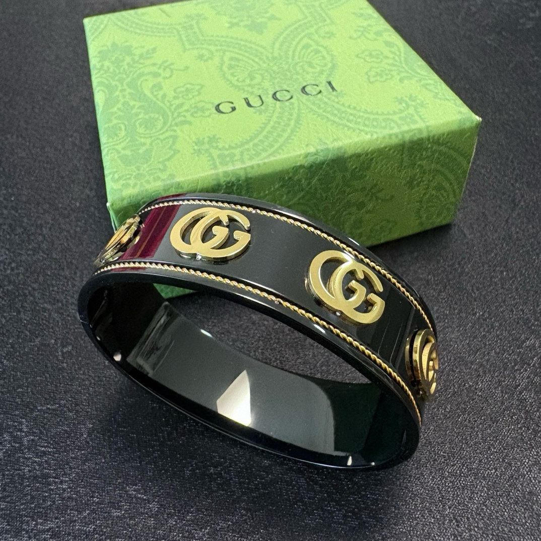 black double g Bangle for unisex couple - alternate angle view 7