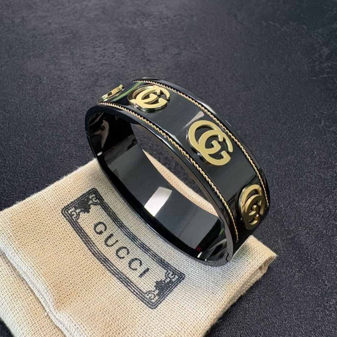black double g Bangle for unisex couple - alternate angle view 6