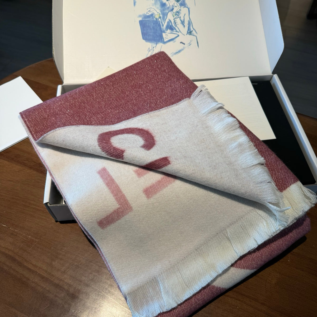 velvet letter Shawl for women - alternate angle view 2