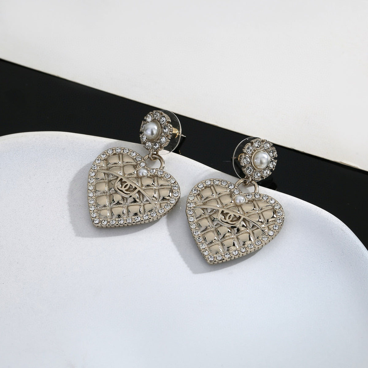 light gold heart Drop Earrings for women - alternate angle view 4
