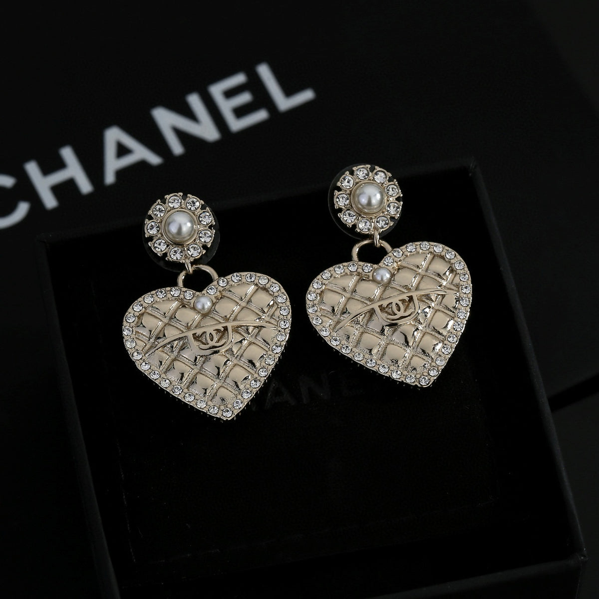 light gold heart Drop Earrings for women - alternate angle view 6