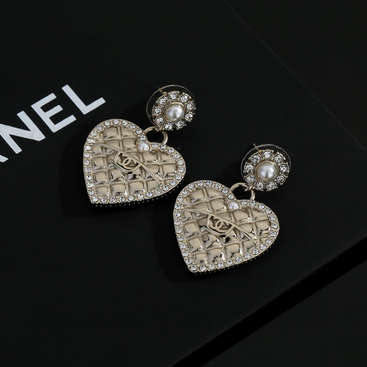 light gold heart Drop Earrings for women - alternate angle view 2
