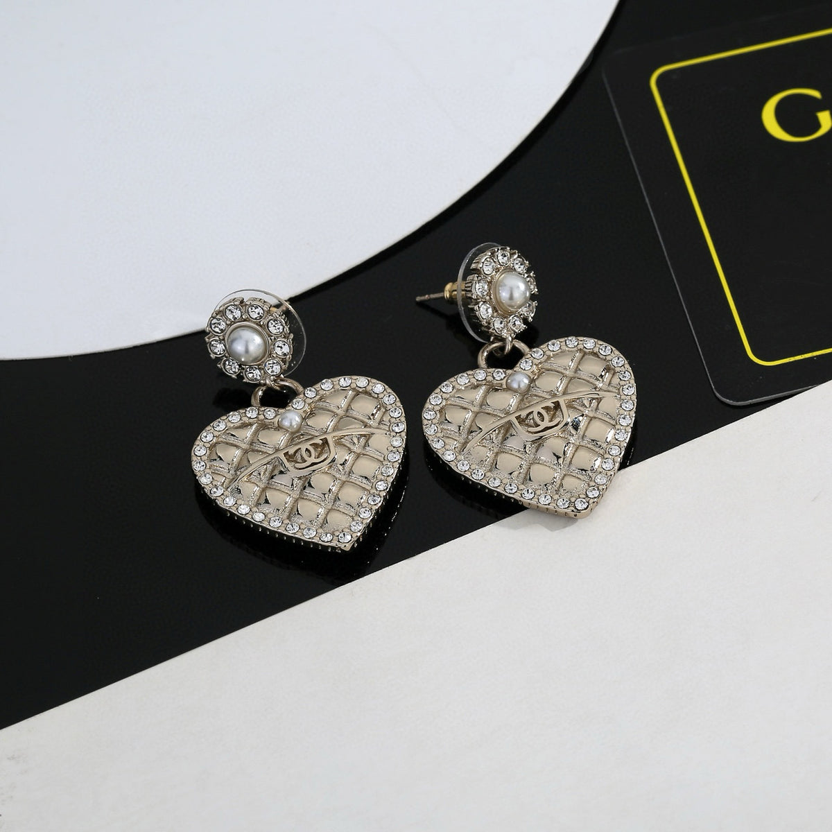 light gold heart Drop Earrings for women - product detail view