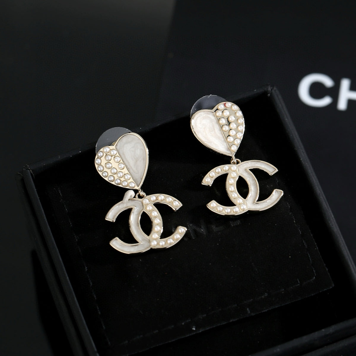 gold resin heart Stud Earrings for women - alternate angle view 6