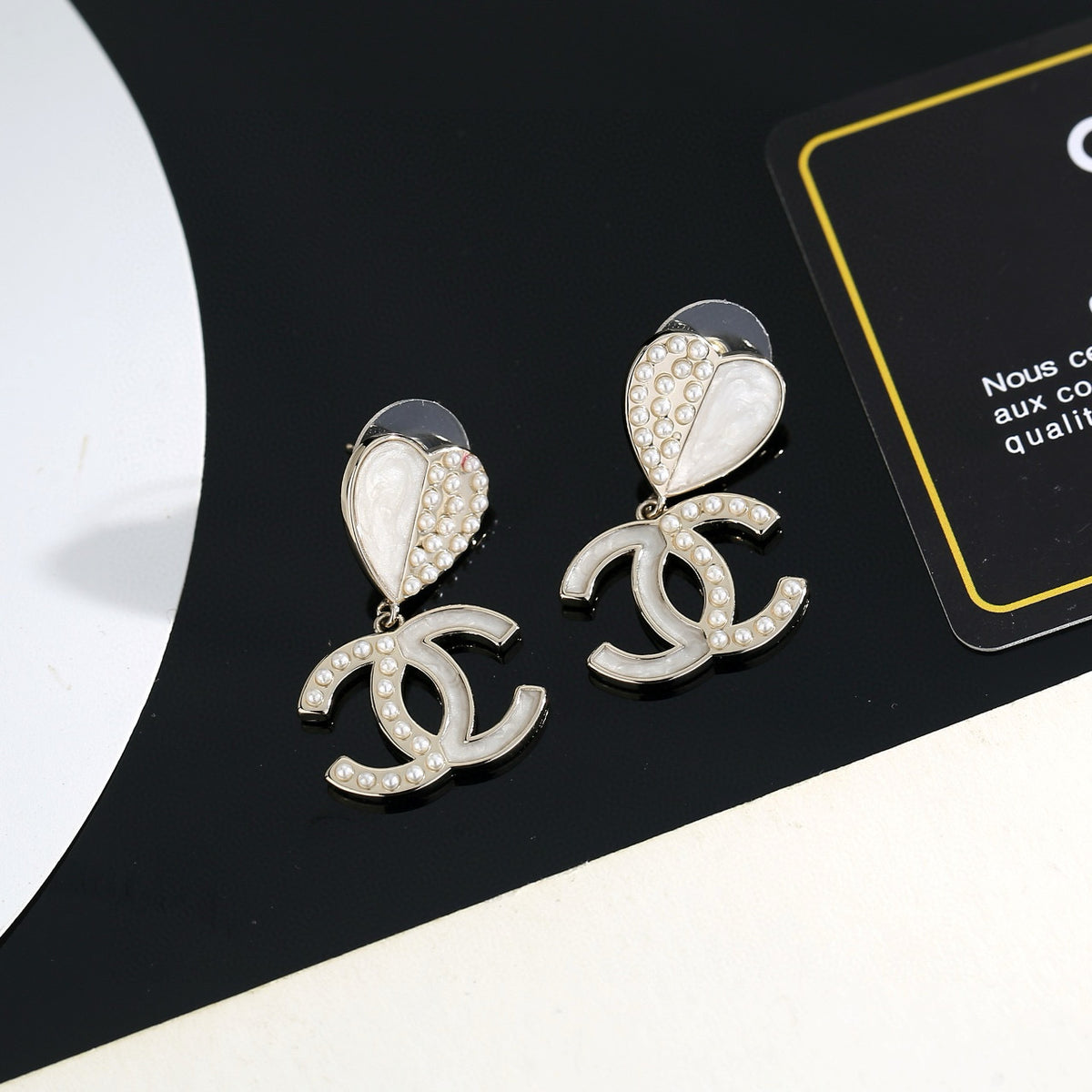 gold resin heart Stud Earrings for women - alternate angle view 2