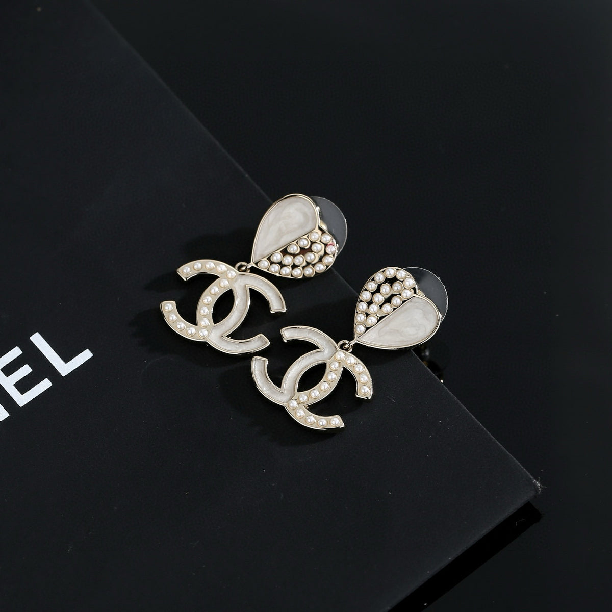 gold resin heart Stud Earrings for women - alternate angle view 3