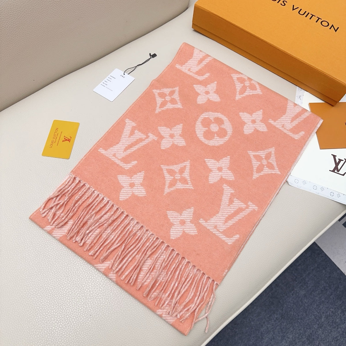 pink wool tassel Scarf for women - alternate angle view 2