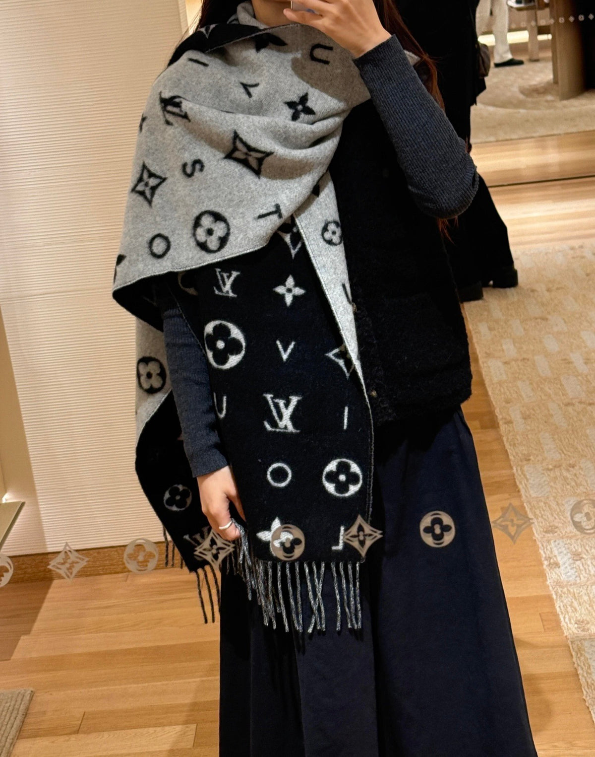 velvet floral Scarf for women - product detail view