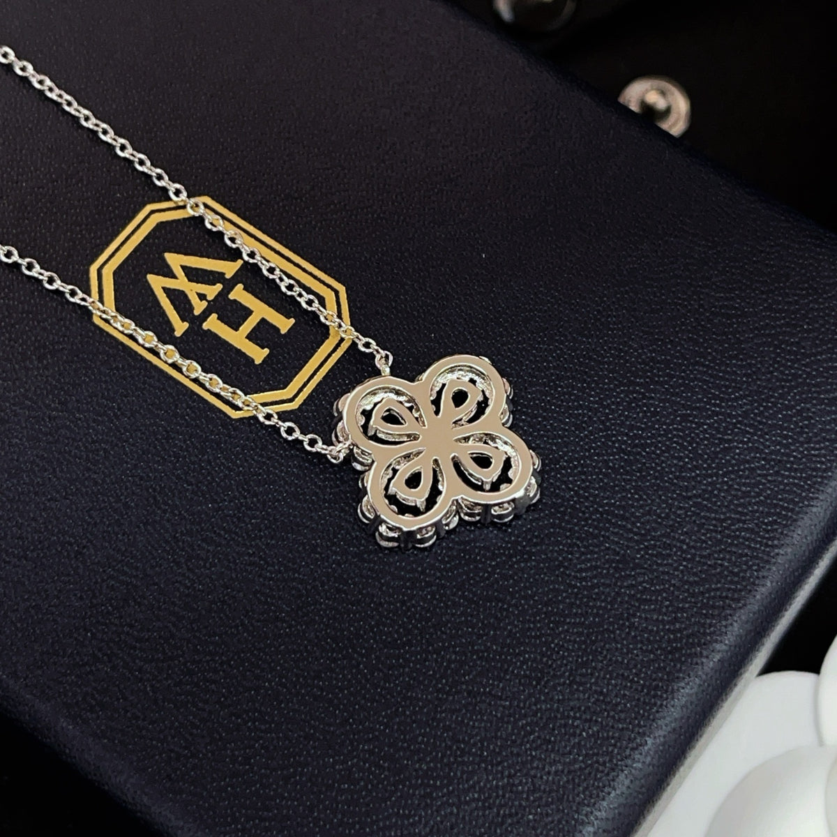 red brass crystal inlaid Necklace for women - alternate angle view 4