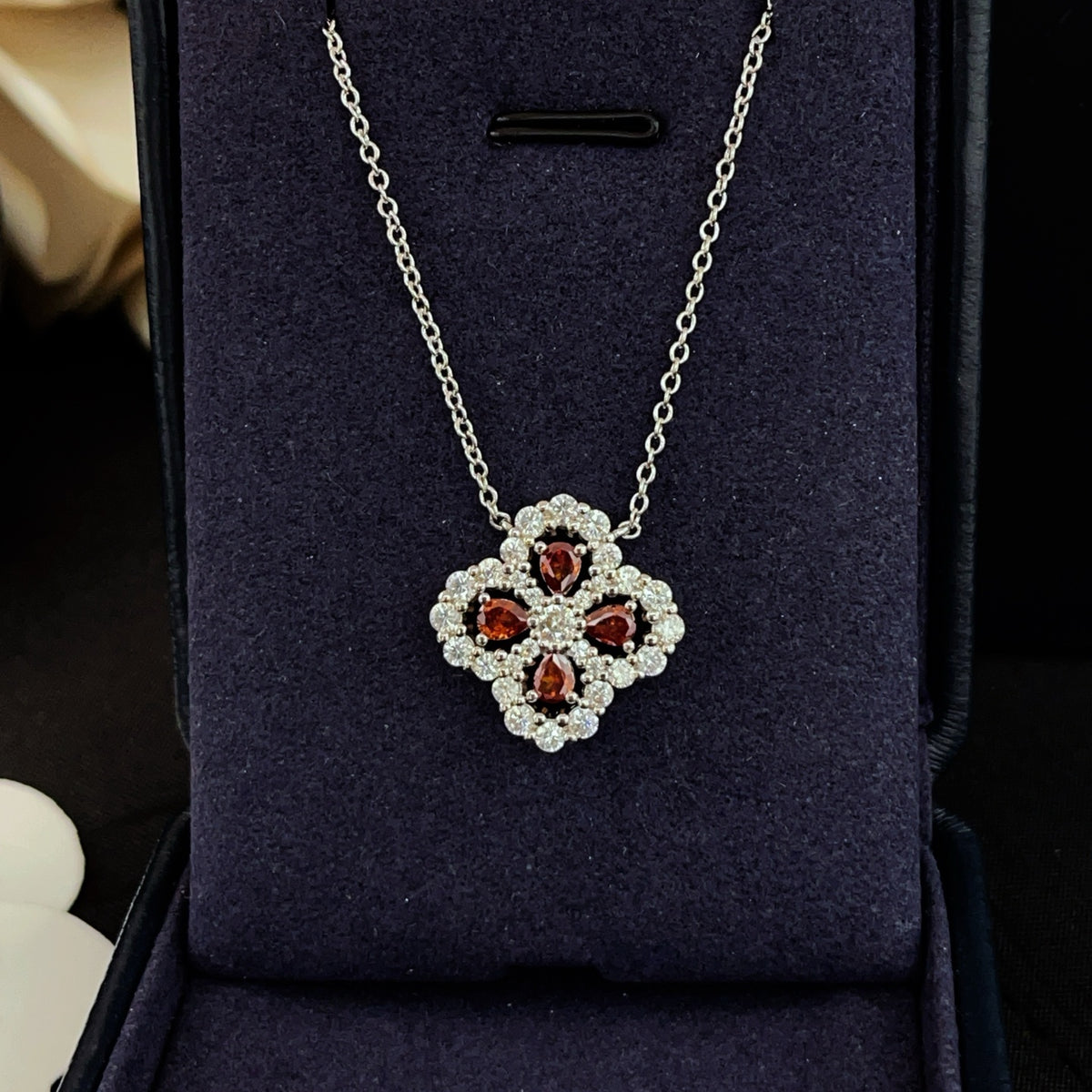 red brass crystal inlaid Necklace for women - product detail view
