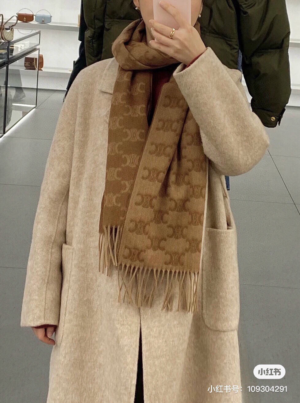 brown velvet floral Scarf for women - alternate angle view 3