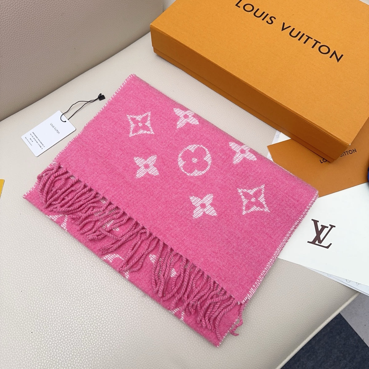 pink wool tassel Scarf for women - product detail view