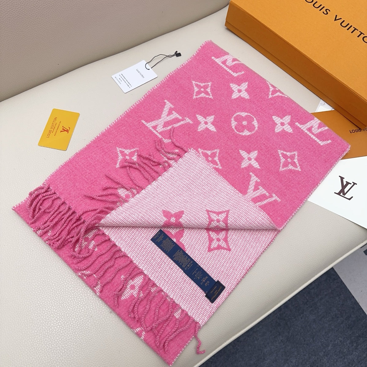 pink wool tassel Scarf for women - alternate angle view 3