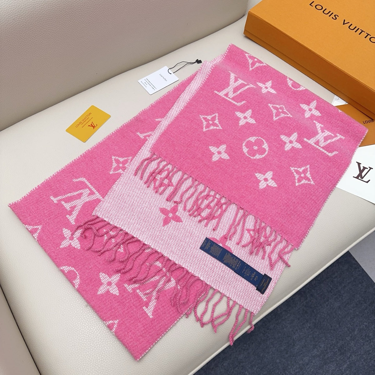 pink wool tassel Scarf for women - alternate angle view 4