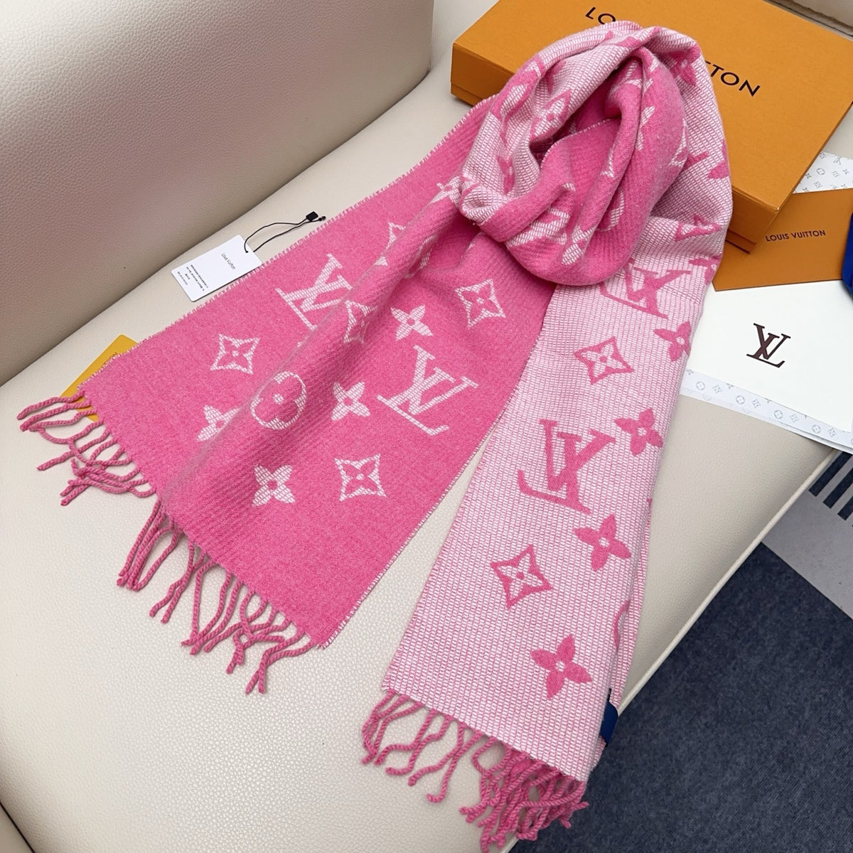 pink wool tassel Scarf for women - alternate angle view 9