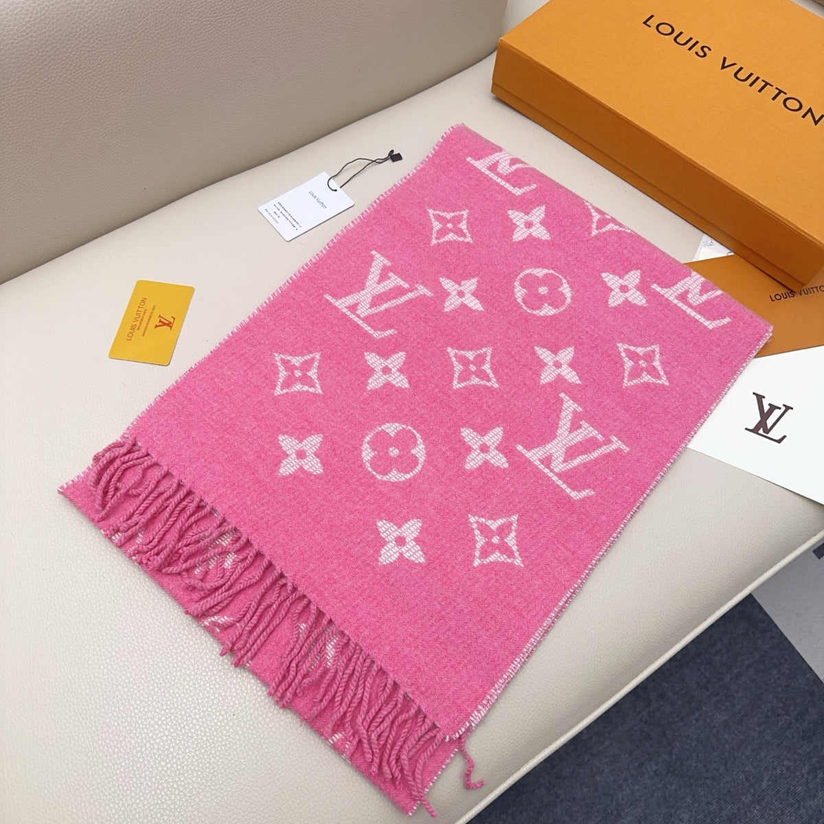 pink wool tassel Scarf for women - alternate angle view 2