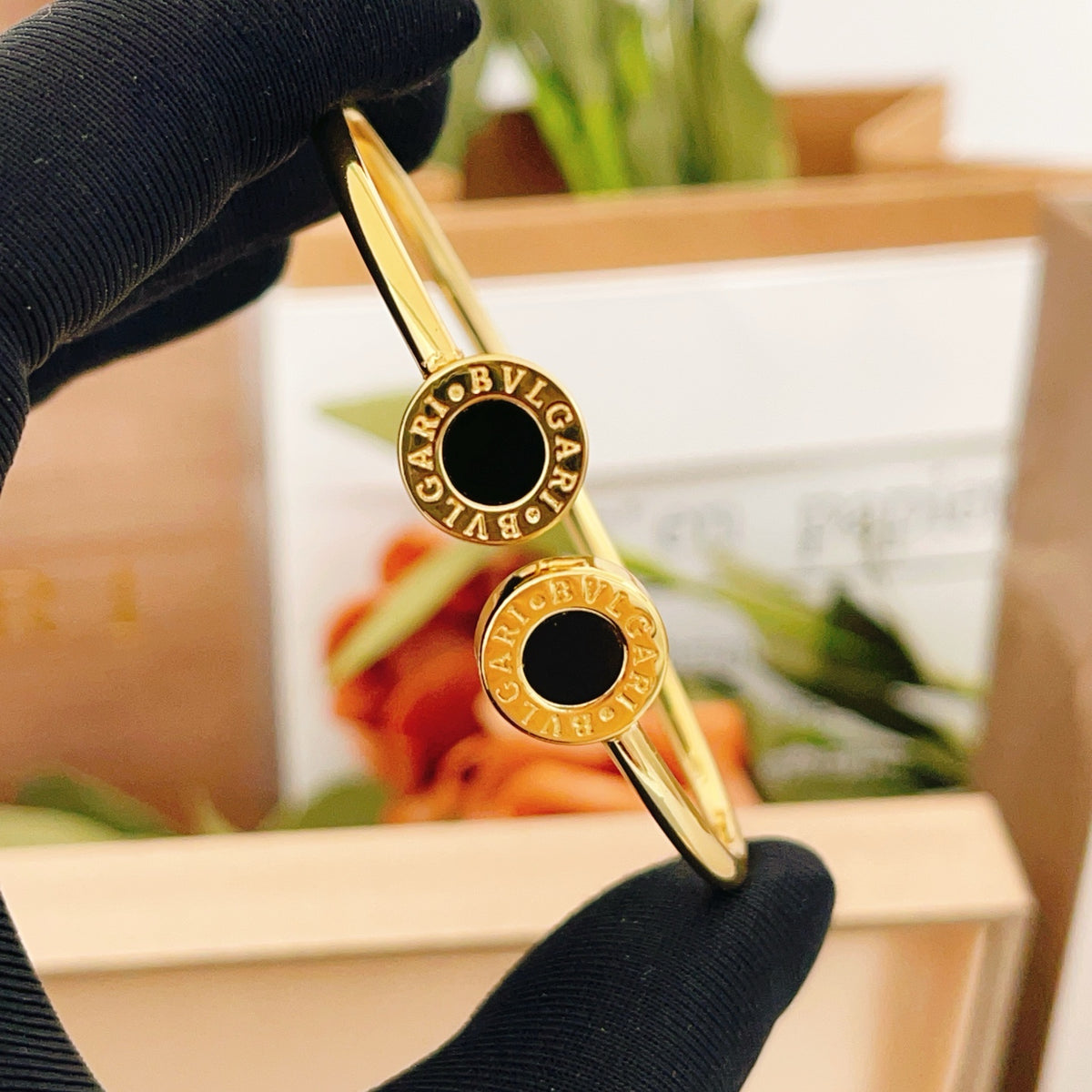 gold brass luxury Bangle for women - alternate angle view 2