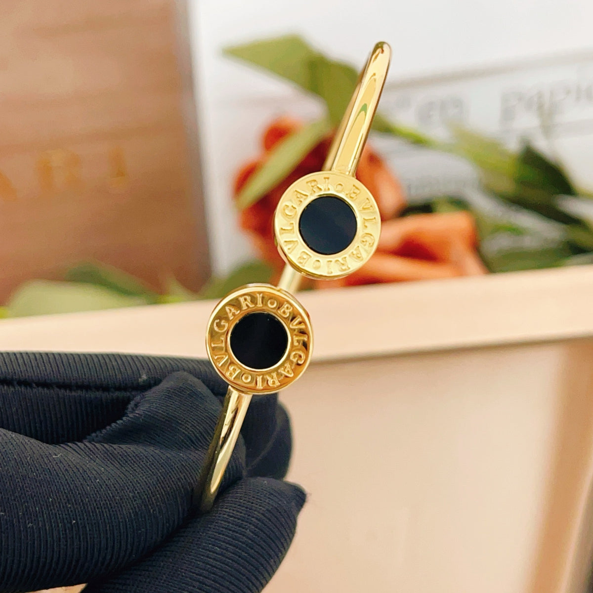 gold brass luxury Bangle for women - alternate angle view 3