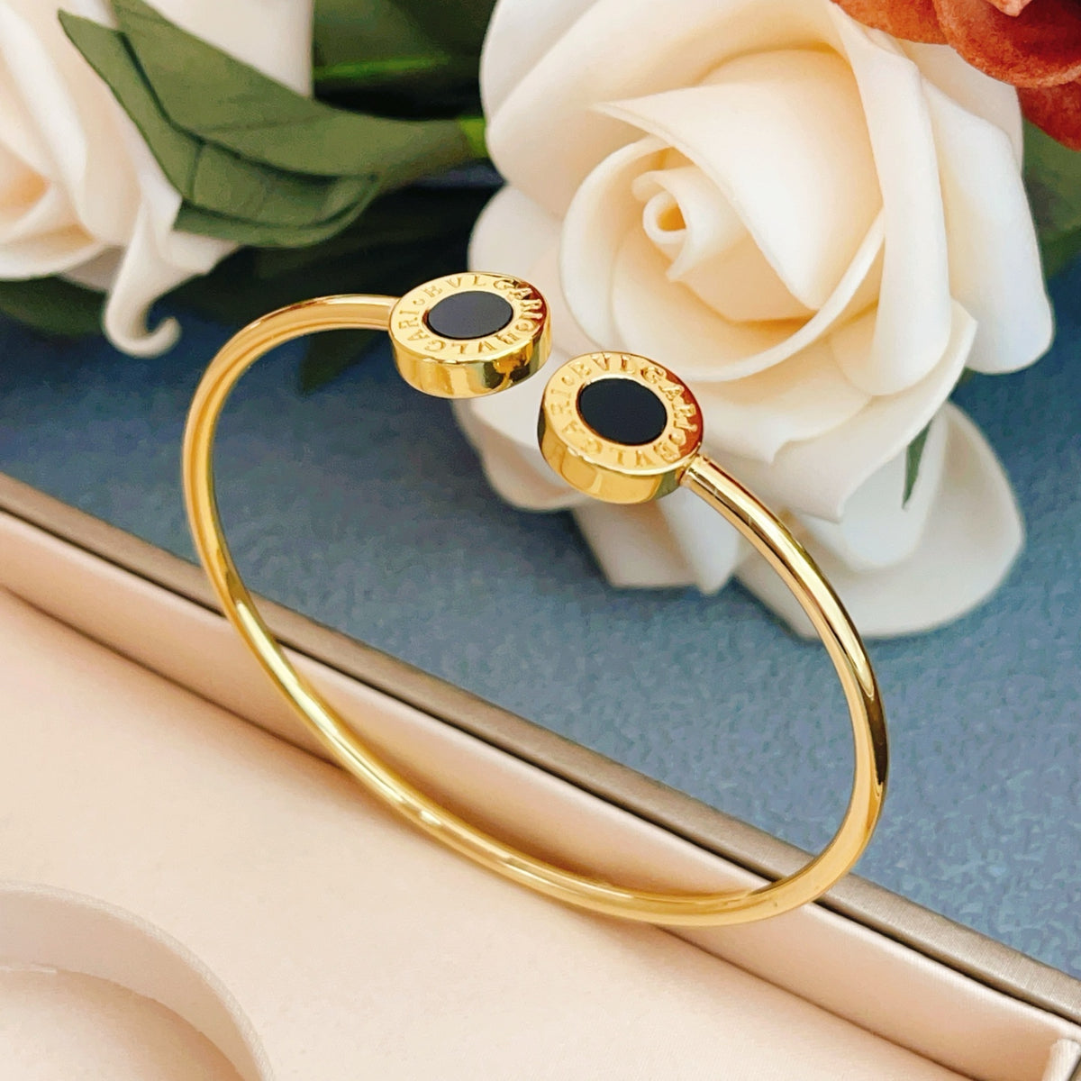 gold brass luxury Bangle for women - alternate angle view 4