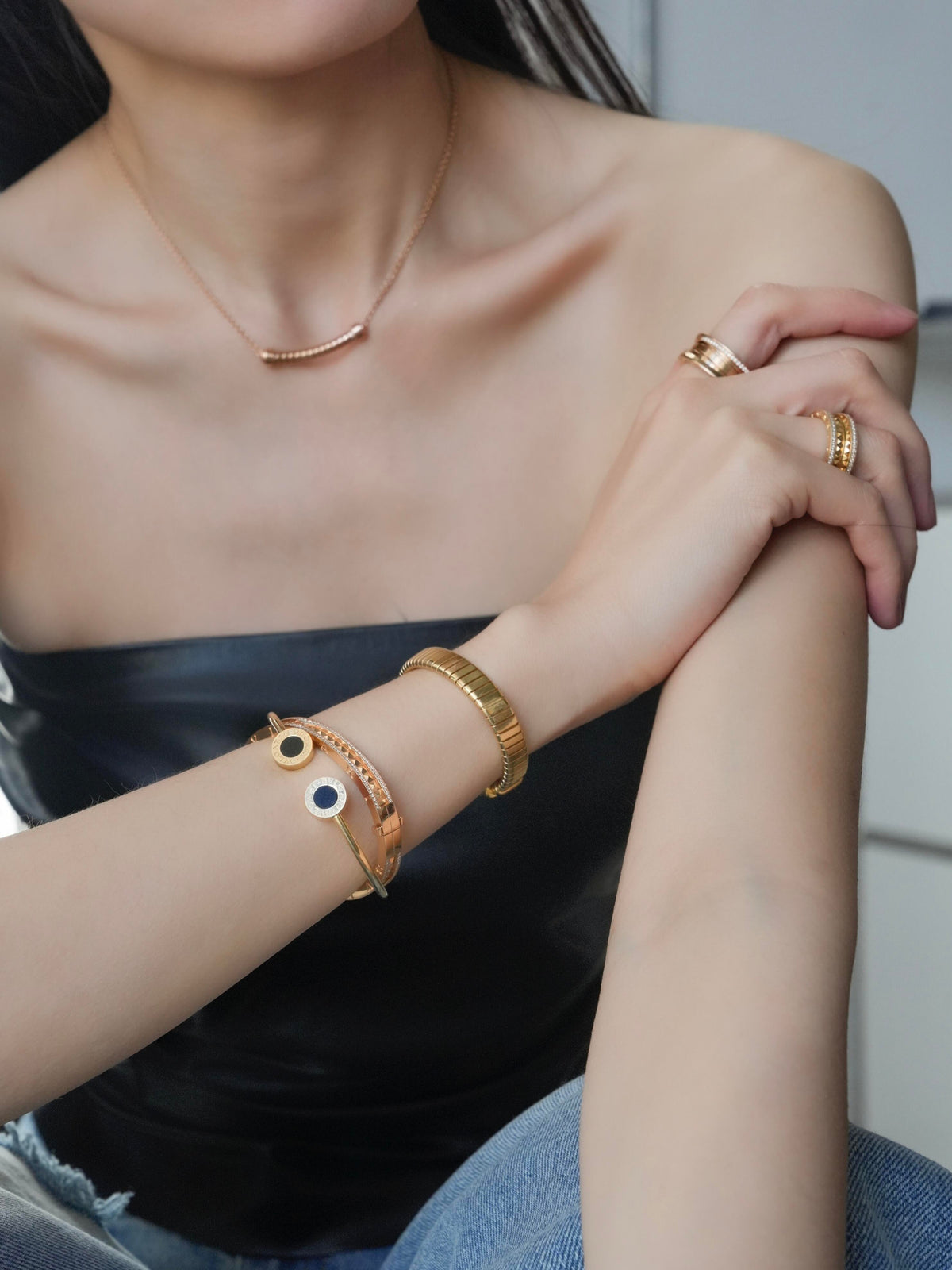 gold brass luxury Bangle for women - alternate angle view 7