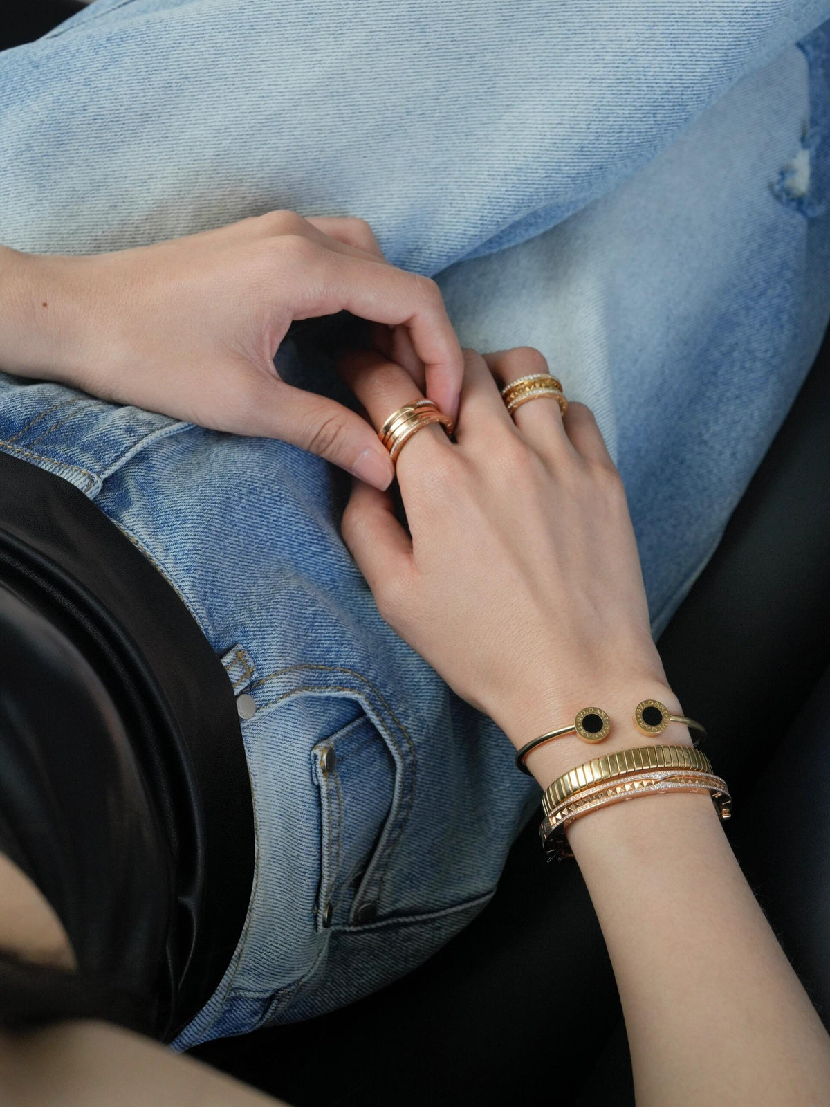 gold brass luxury Bangle for women - alternate angle view 9