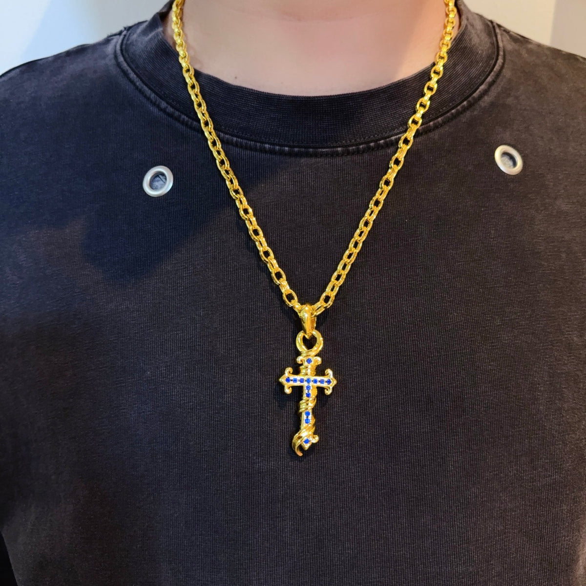 antique crystal cross Pendant for men - product detail view