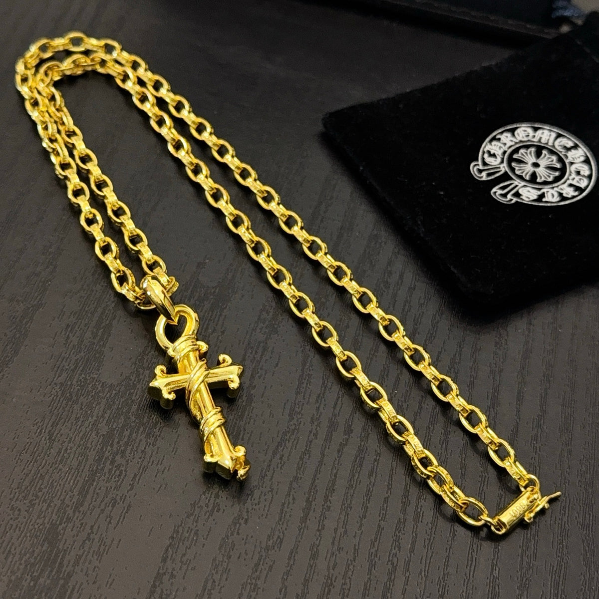 antique crystal cross Pendant for men - alternate angle view 9