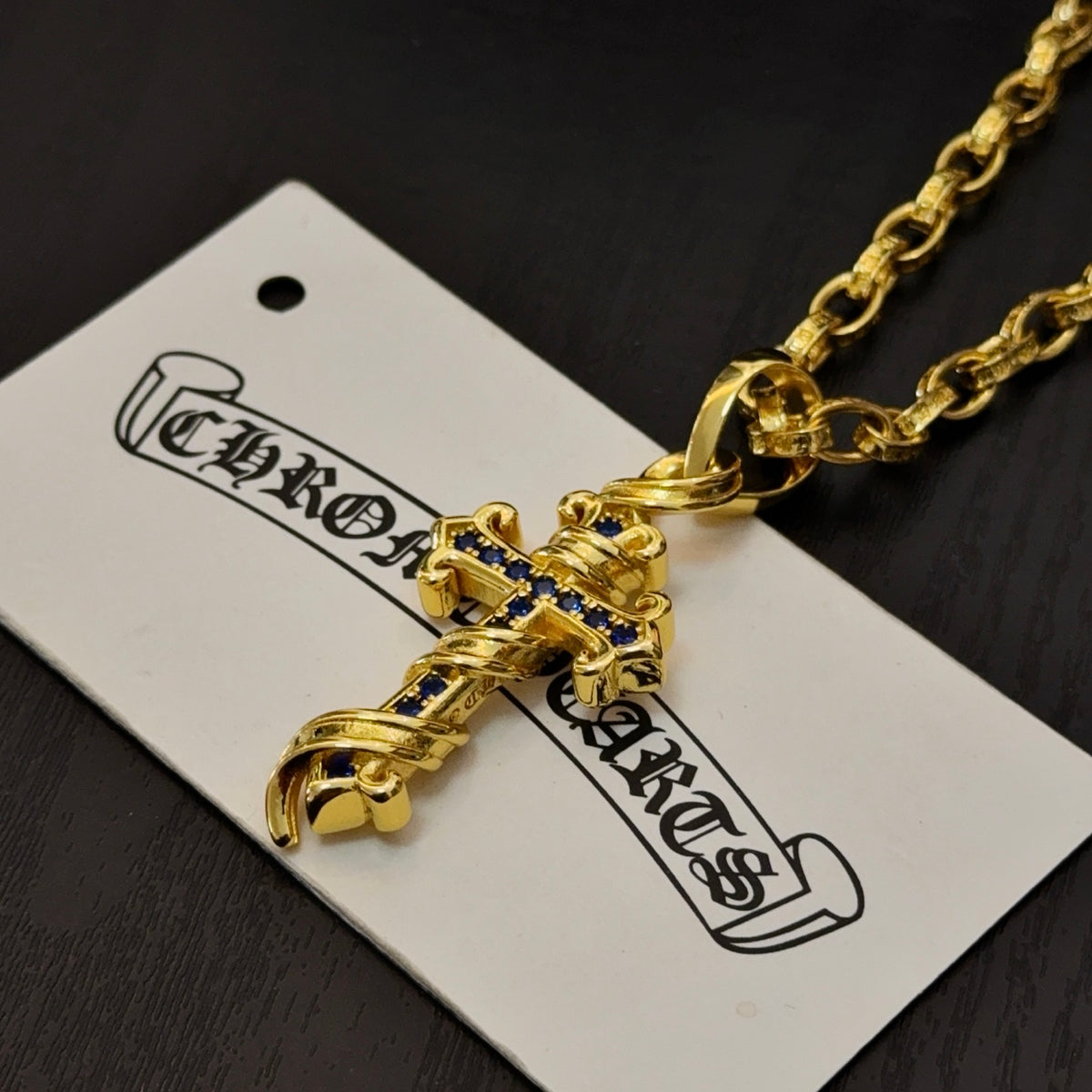 antique crystal cross Pendant for men - alternate angle view 10