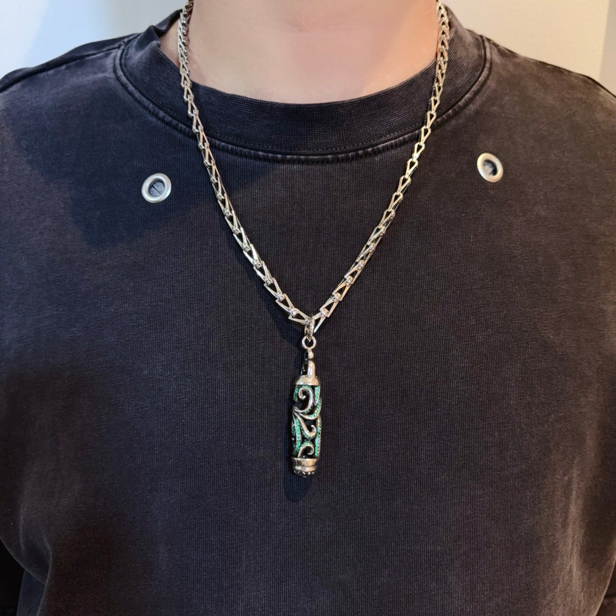 antique crystal cross Pendant for men - product detail view