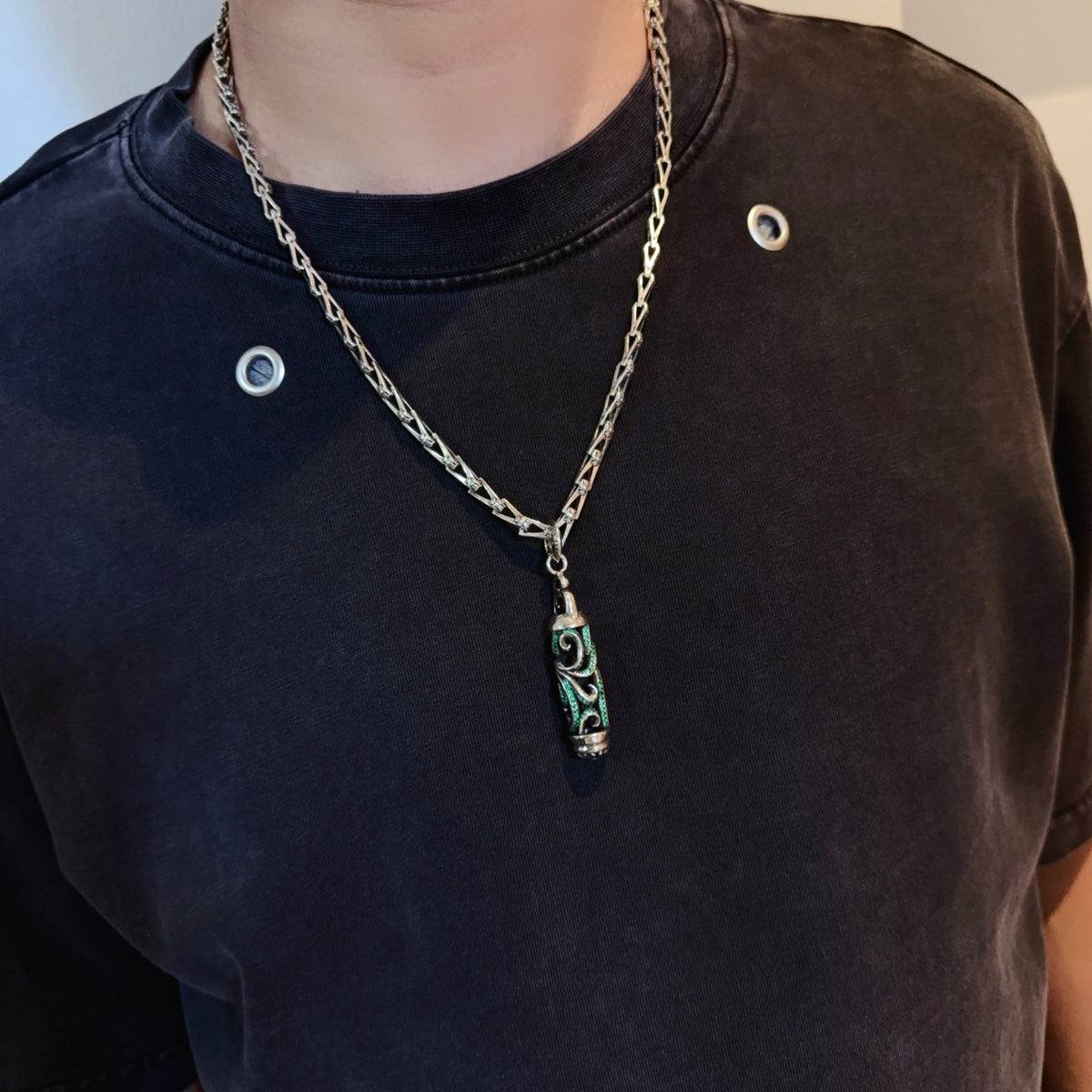 antique crystal cross Pendant for men - alternate angle view 3