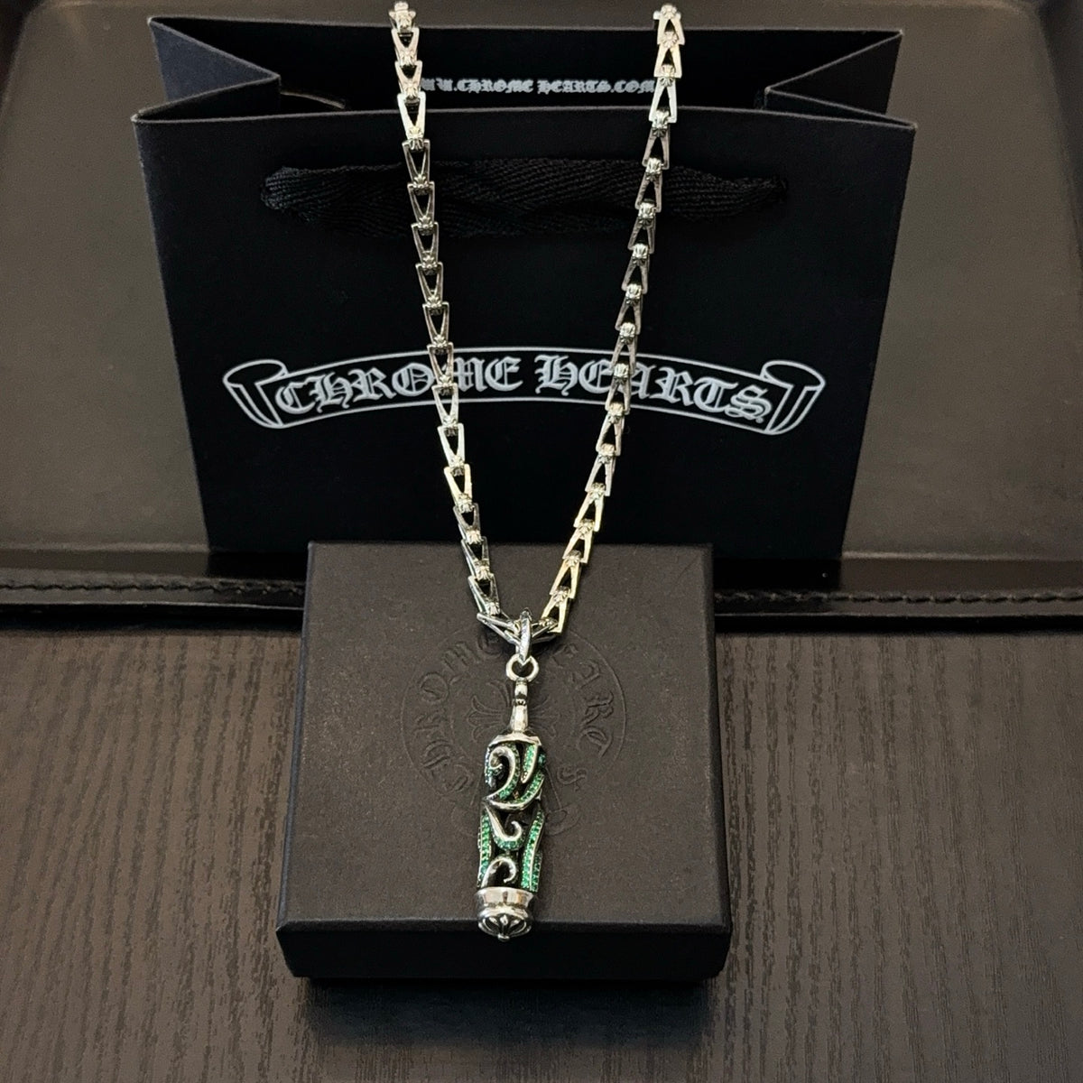 antique crystal cross Pendant for men - alternate angle view 4