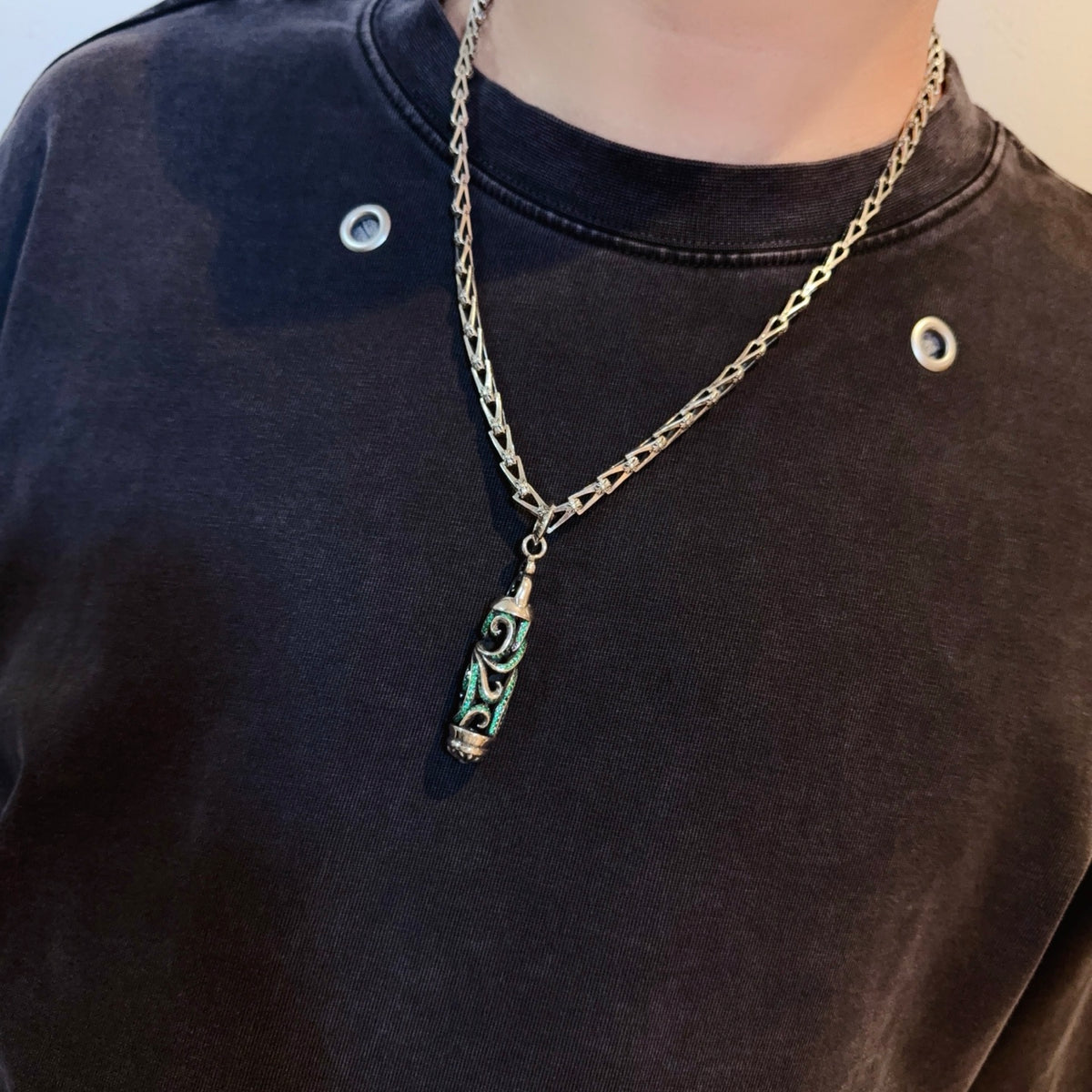 antique crystal cross Pendant for men - alternate angle view 2