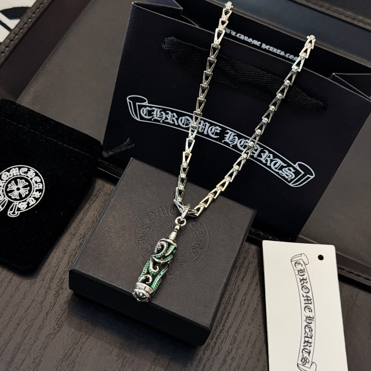 antique crystal cross Pendant for men - alternate angle view 5