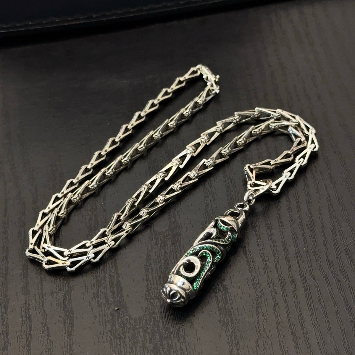antique crystal cross Pendant for men - alternate angle view 8