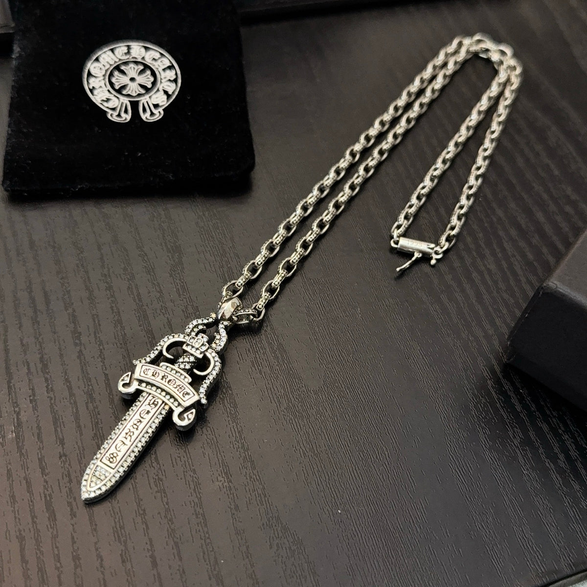 antique crystal cross Pendant for men - alternate angle view 8