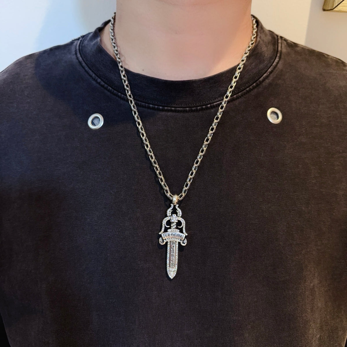 antique crystal cross Pendant for men - product detail view