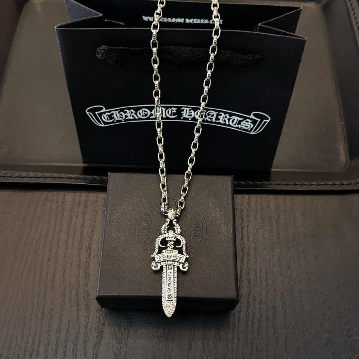 antique crystal cross Pendant for men - alternate angle view 4