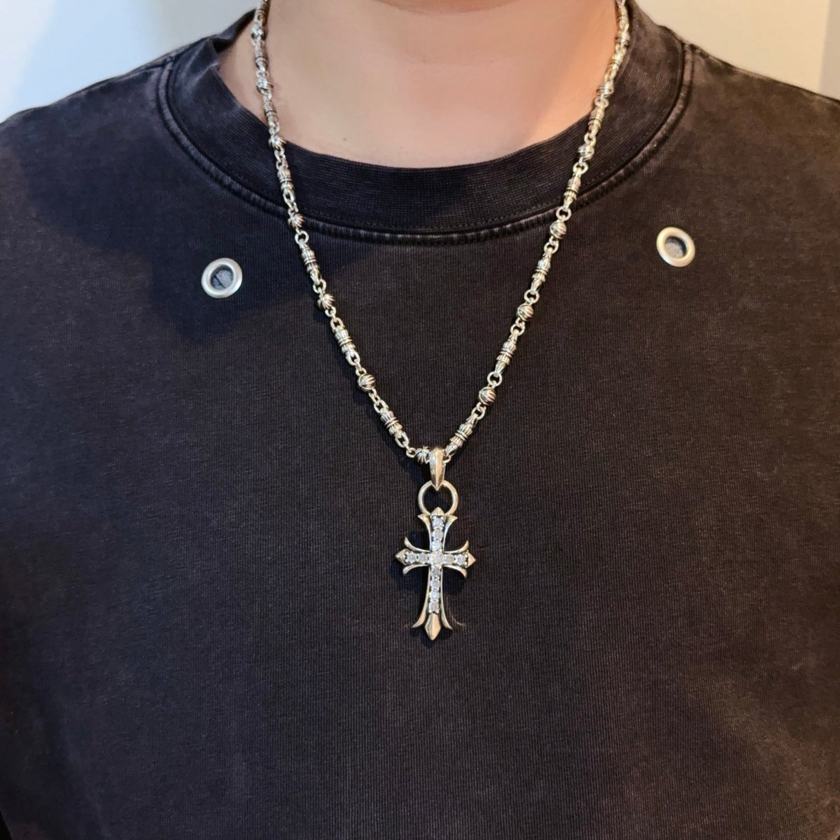antique cross Pendant for men - alternate angle view 3