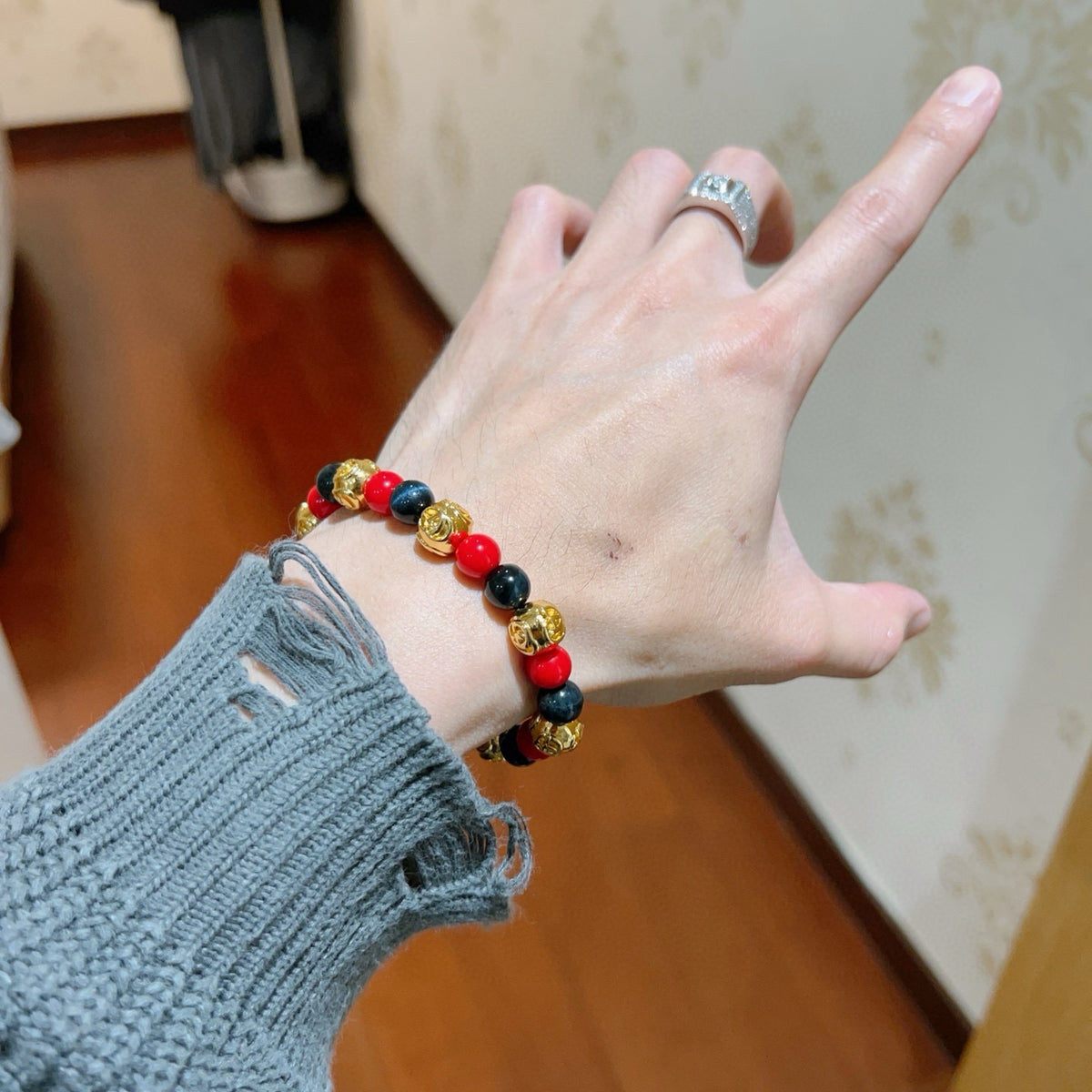 beige delicate Bracelet for men - alternate angle view 7