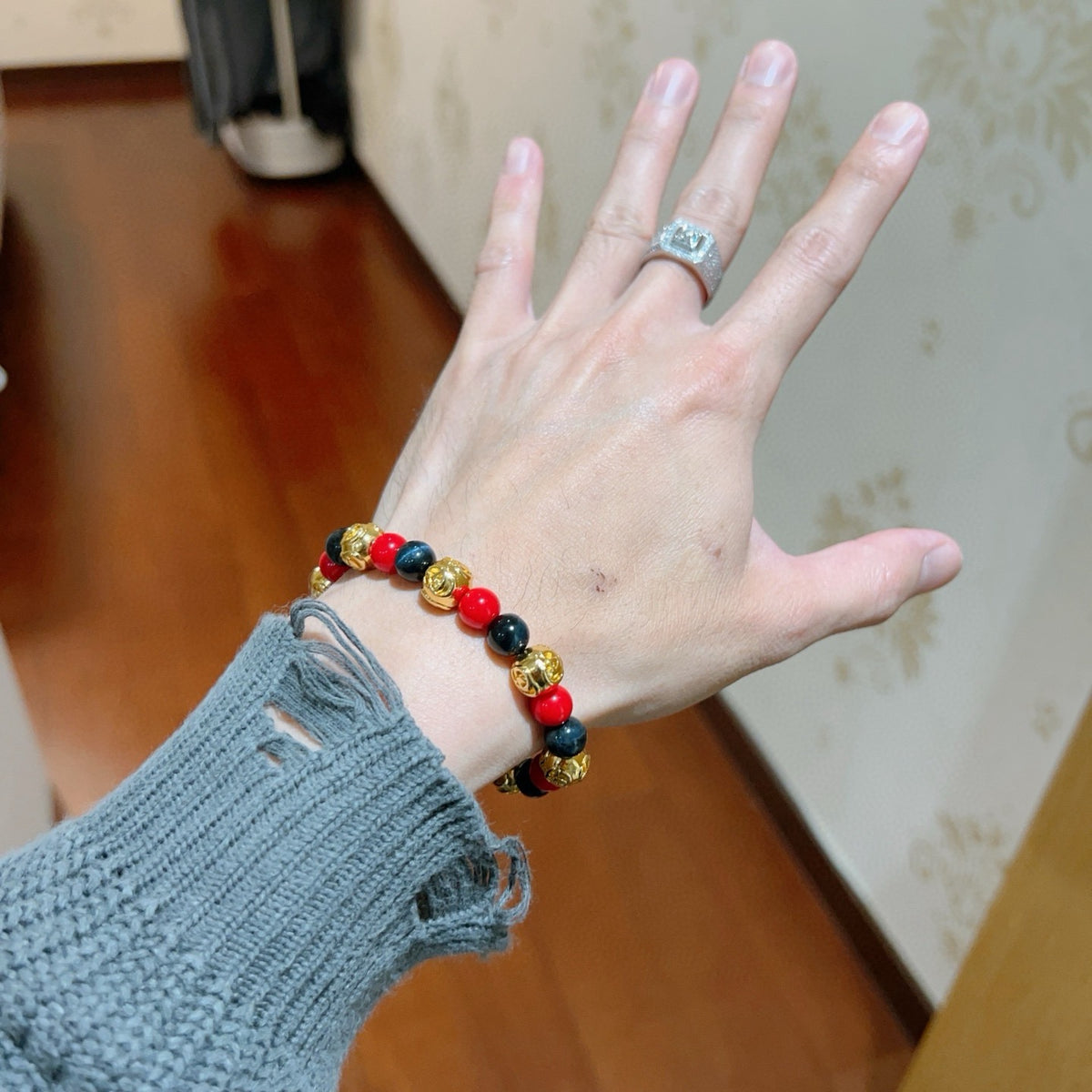 beige delicate Bracelet for men - alternate angle view 3