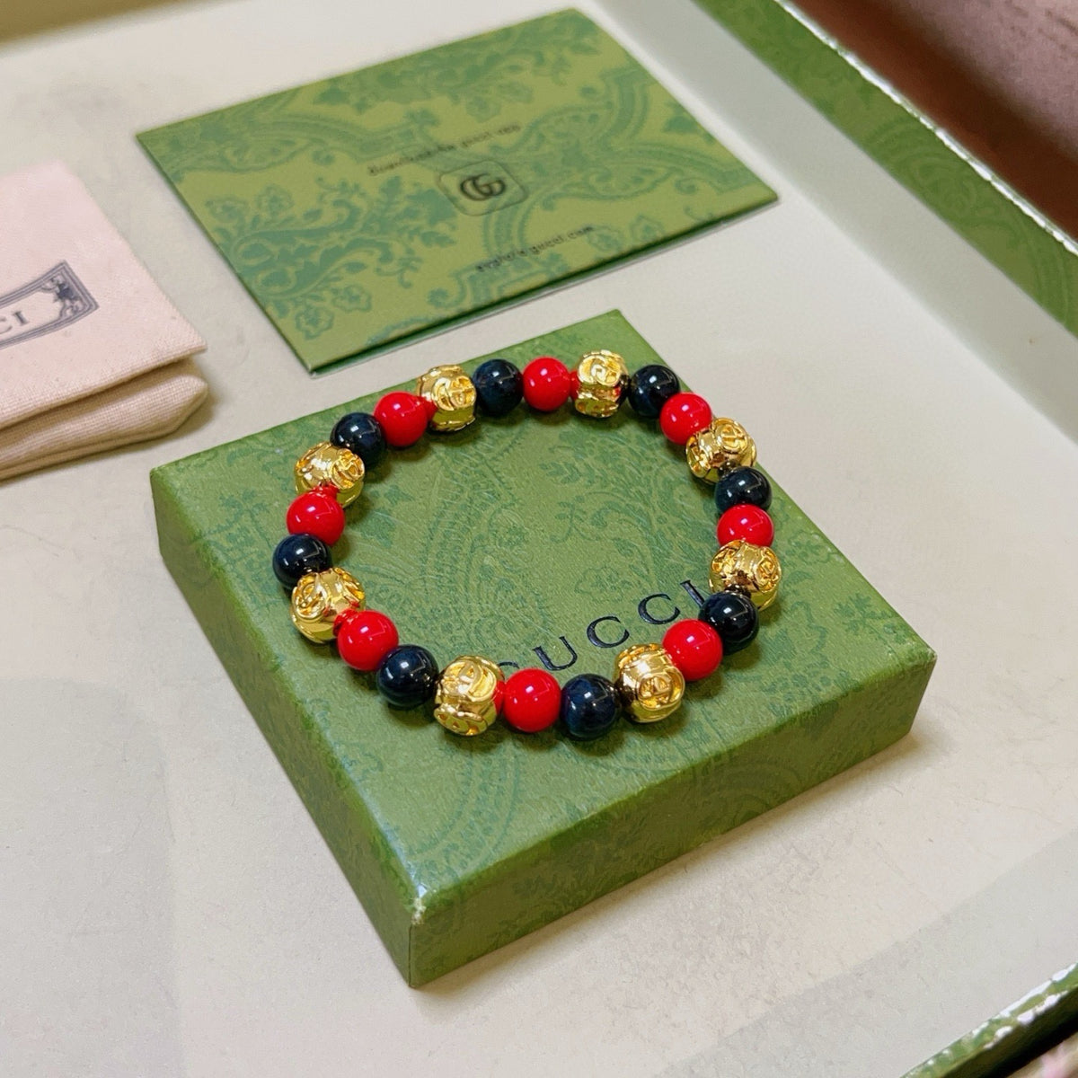 beige delicate Bracelet for men - product detail view