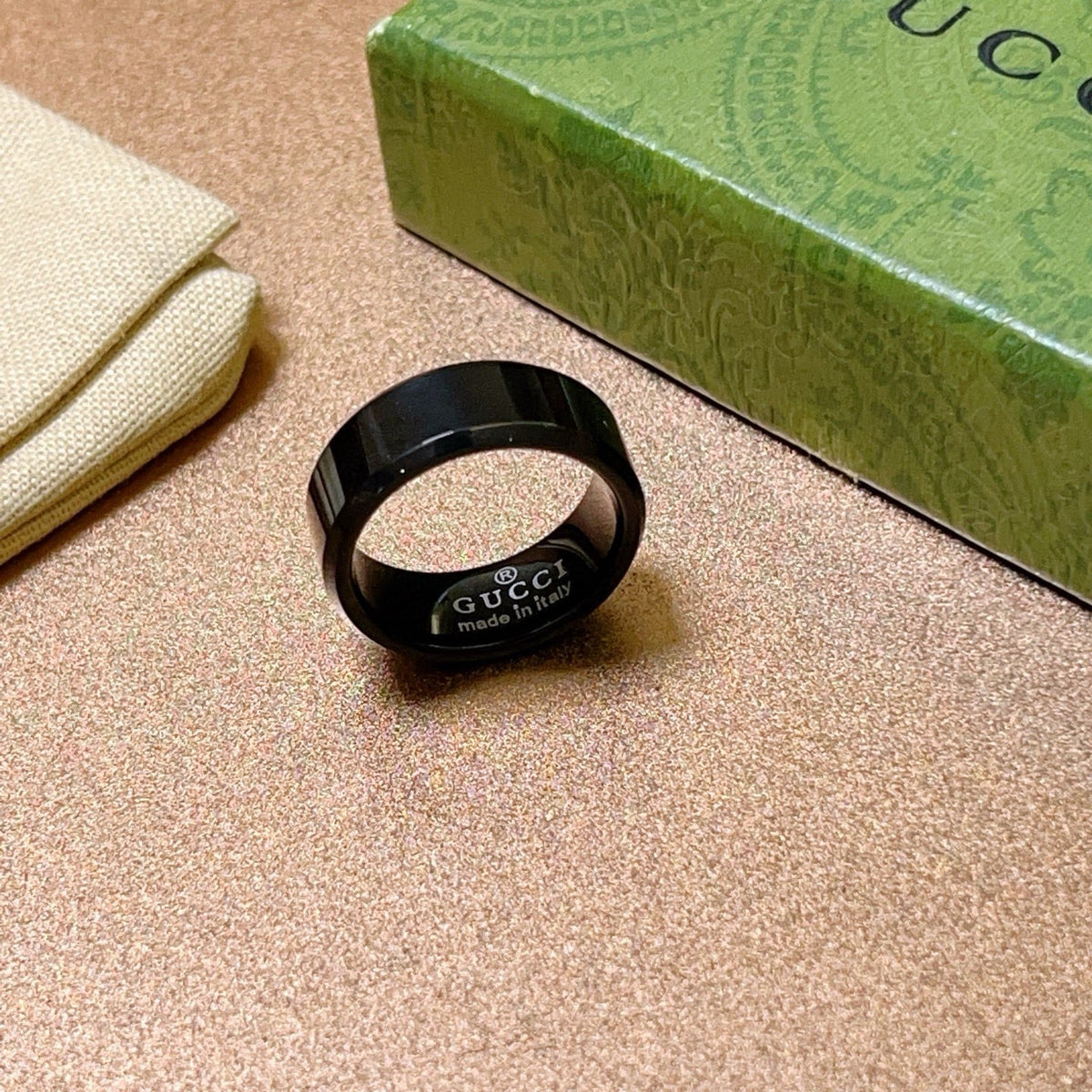 gold titanium double g Ring for men - alternate angle view 5