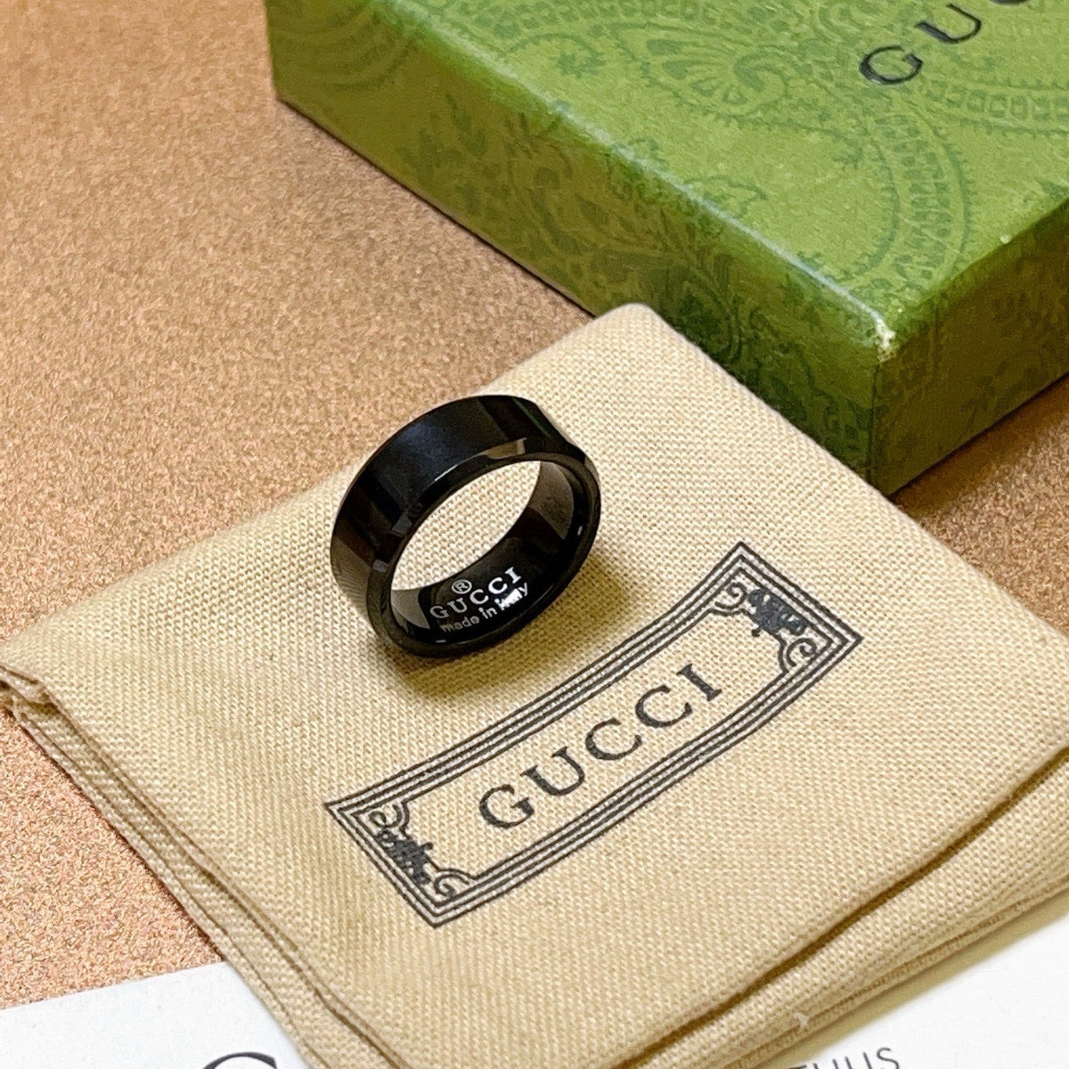 gold titanium double g Ring for men - alternate angle view 8