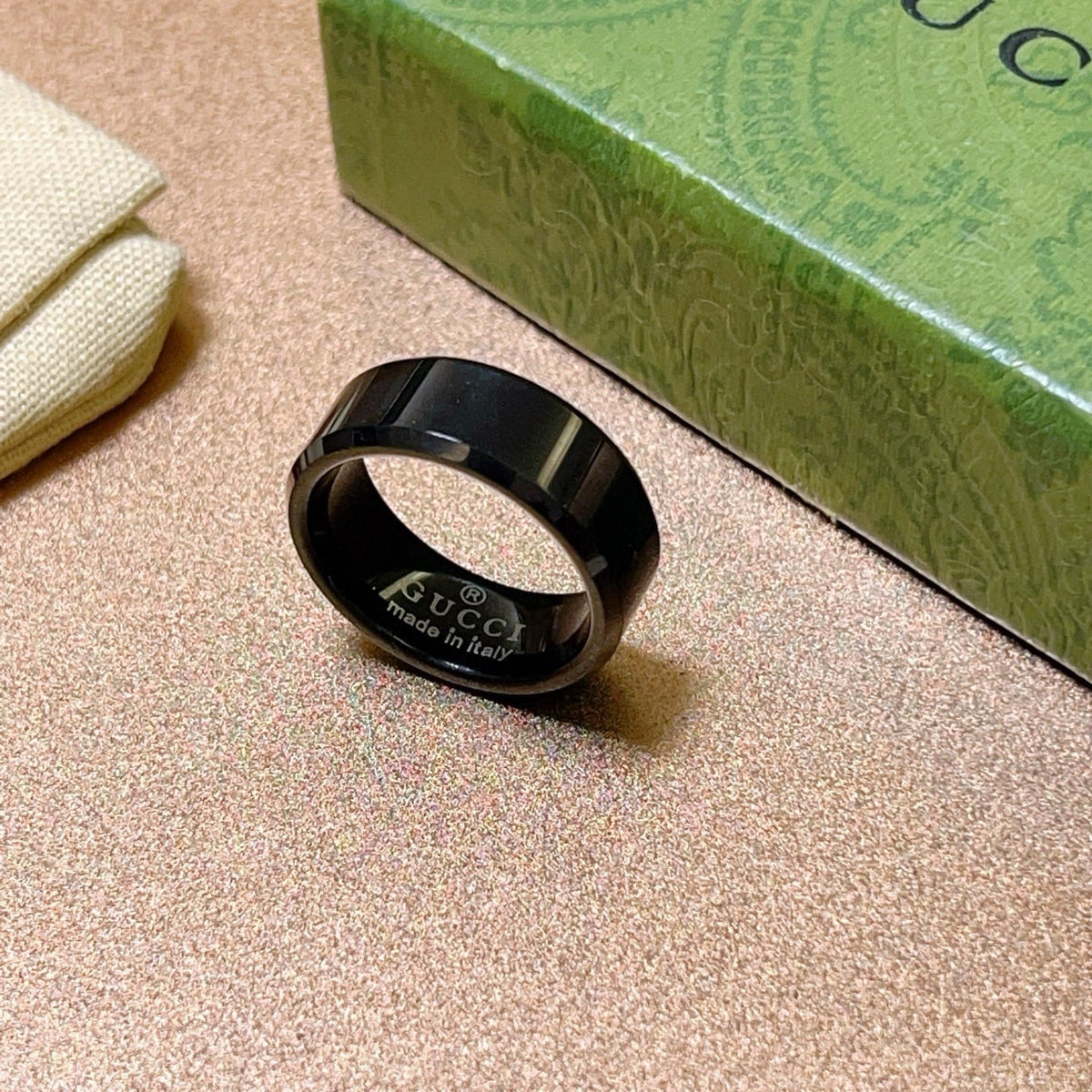 gold titanium double g Ring for men - product detail view