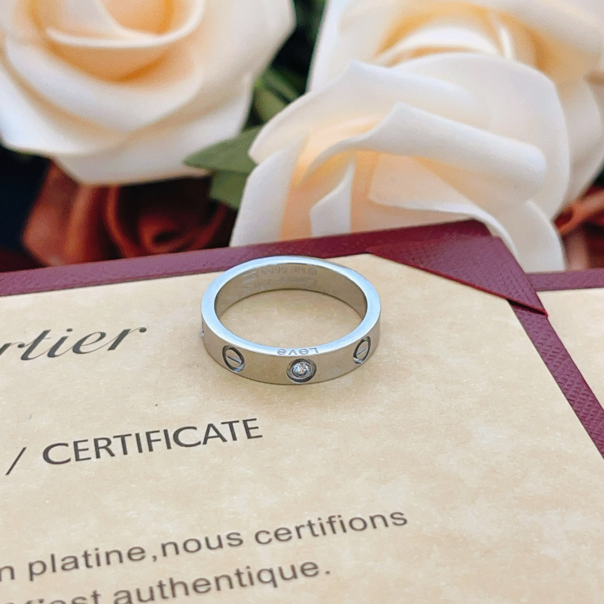 silver brass luxury Ring for women - product detail view