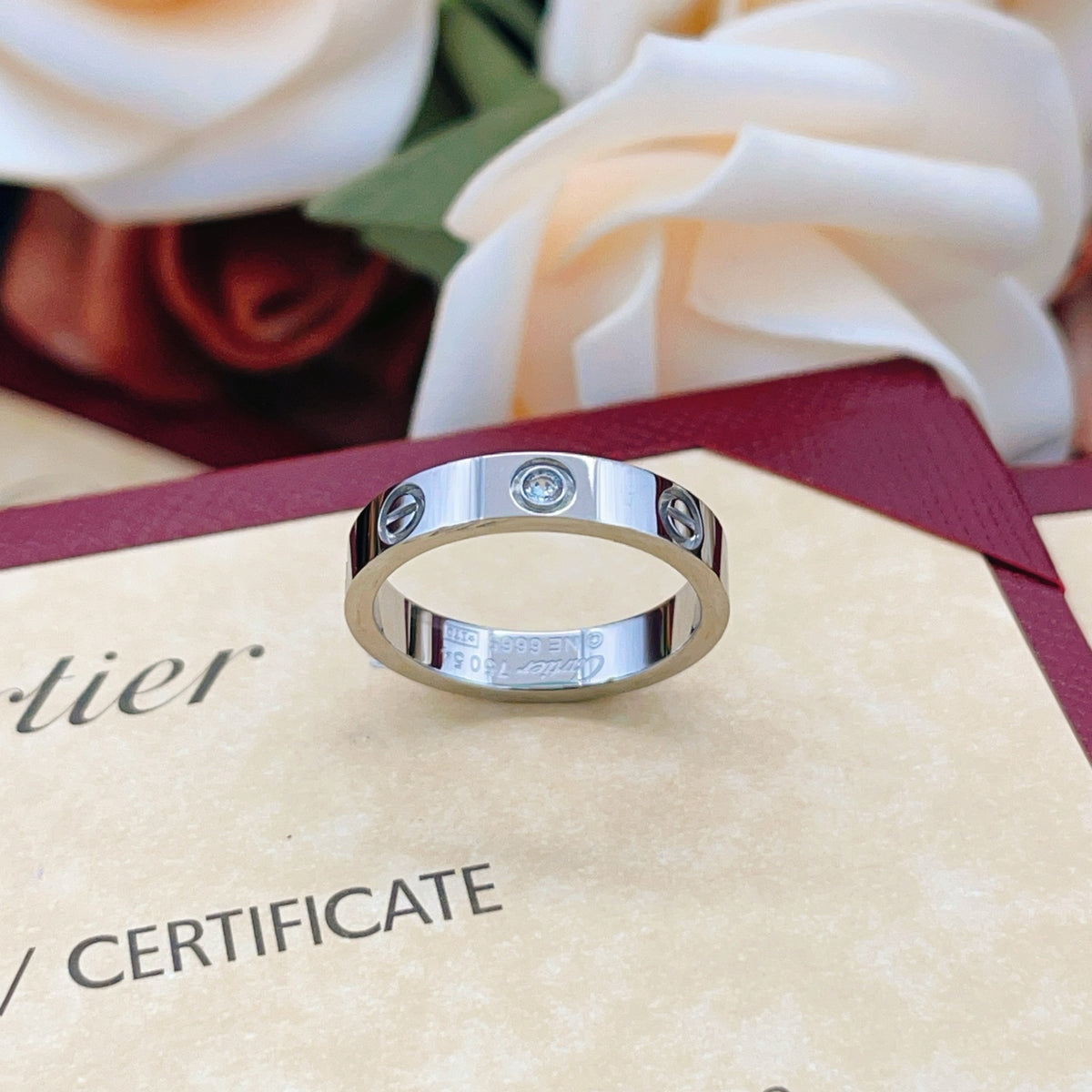 silver brass luxury Ring for women - alternate angle view 2